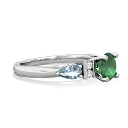 Emerald 6Mm Round Eternal Embrace Engagement 14K White Gold ring R2005