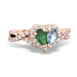 Emerald Diamond Twist 'One Heart' 14K Rose Gold ring R2640HRT