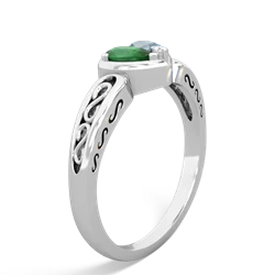 Emerald Filligree 'One Heart' 14K White Gold ring R5070