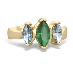 Emerald Three Peeks 14K Yellow Gold ring R2433