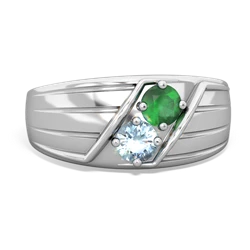 Emerald Men's Streamline 14K White Gold ring R0460