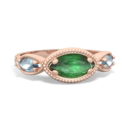 Emerald Milgrain Marquise 14K Rose Gold ring R5700