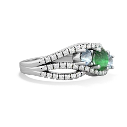 Emerald Three Stone Aurora 14K White Gold ring R3080