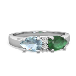 Emerald Pear Bowtie 14K White Gold ring R0865