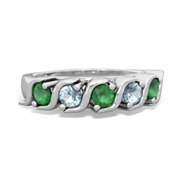 Emerald Anniversary Band 14K White Gold ring R2089