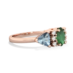 Emerald Antique Style Three Stone 14K Rose Gold ring R2186