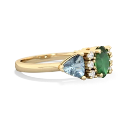 Emerald Antique Style Three Stone 14K Yellow Gold ring R2186