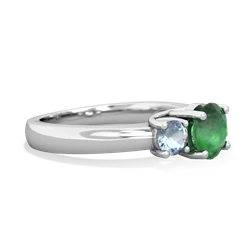 Emerald Three Stone Round Trellis 14K White Gold ring R4018