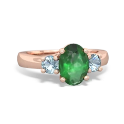 Emerald Three Stone Oval Trellis 14K Rose Gold ring R4024