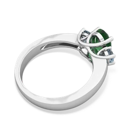 Emerald Three Stone Oval Trellis 14K White Gold ring R4024