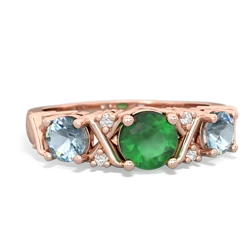 Emerald Hugs And Kisses 14K Rose Gold ring R5016