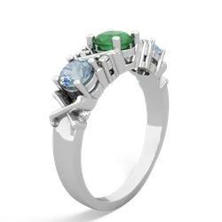 Emerald Hugs And Kisses 14K White Gold ring R5016