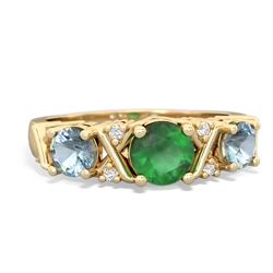 Emerald Hugs And Kisses 14K Yellow Gold ring R5016