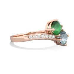 Emerald Channel Set Two Stone 14K Rose Gold ring R5303