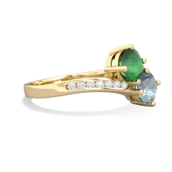 Emerald Channel Set Two Stone 14K Yellow Gold ring R5303