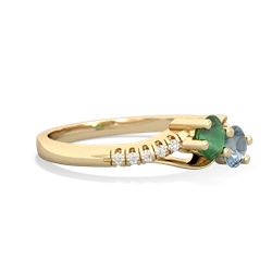 Emerald Infinity Pave Two Stone 14K Yellow Gold ring R5285