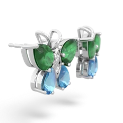 Emerald Butterfly 14K White Gold earrings E2215