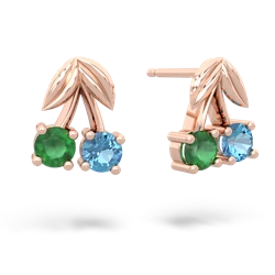 Emerald Sweet Cherries 14K Rose Gold earrings E7001