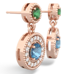 Emerald Halo Dangle 14K Rose Gold earrings E5319