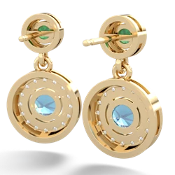 Emerald Halo Dangle 14K Yellow Gold earrings E5319