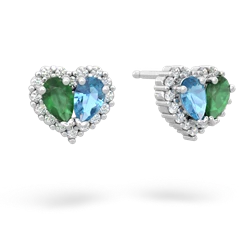 Emerald Halo 14K White Gold earrings E7008