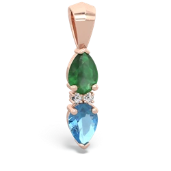 Emerald Bowtie Drop 14K Rose Gold pendant P0865