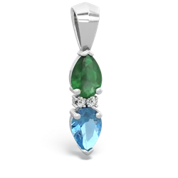 Emerald Bowtie Drop 14K White Gold pendant P0865