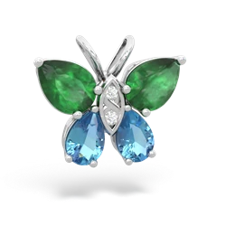 Emerald Butterfly 14K White Gold pendant P2215