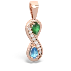 Emerald Diamond Infinity 14K Rose Gold pendant P5390