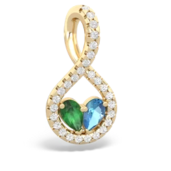 Emerald Pave Twist 'One Heart' 14K Yellow Gold pendant P5360