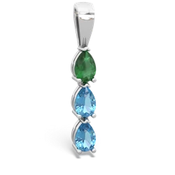 Emerald Dew Drops 14K White Gold pendant P2251