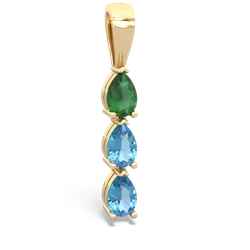 Emerald Dew Drops 14K Yellow Gold pendant P2251