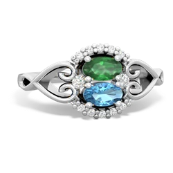 Emerald Love Nest 14K White Gold ring R5860