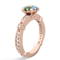 Emerald Sparkling Tiara Cluster 14K Rose Gold ring R26293RD