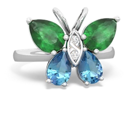 Emerald Butterfly 14K White Gold ring R2215