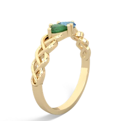 Emerald Heart To Heart Braid 14K Yellow Gold ring R5870