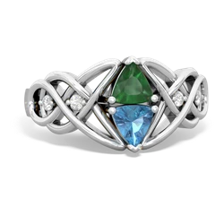 Emerald Keepsake Celtic Knot 14K White Gold ring R5300