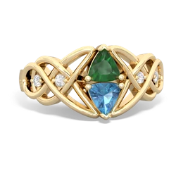 Emerald Keepsake Celtic Knot 14K Yellow Gold ring R5300