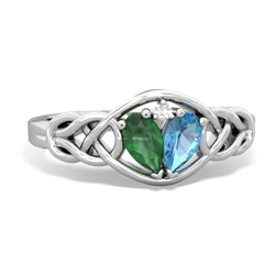 Emerald Celtic Love Knot 14K White Gold ring R5420