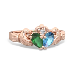 Emerald 'Our Heart' Claddagh 14K Rose Gold ring R2388