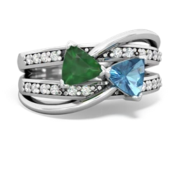 Emerald Bowtie 14K White Gold ring R2360