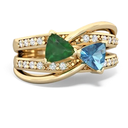 Emerald Bowtie 14K Yellow Gold ring R2360