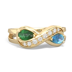 Emerald Diamond Infinity 14K Yellow Gold ring R5390