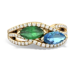 Emerald Diamond Rivers 14K Yellow Gold ring R3070