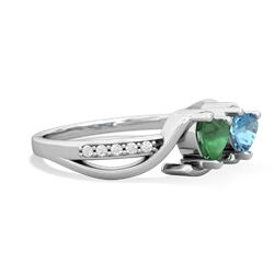 Emerald Side By Side 14K White Gold ring R3090