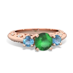 Emerald Art Deco Eternal Embrace Engagement 14K Rose Gold ring C2003
