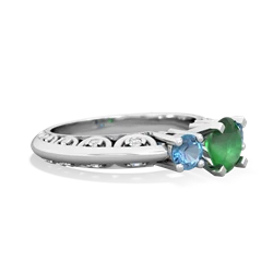 Emerald Art Deco Eternal Embrace Engagement 14K White Gold ring C2003