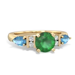 Emerald 6Mm Round Eternal Embrace Engagement 14K Yellow Gold ring R2005