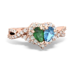 Emerald Diamond Twist 'One Heart' 14K Rose Gold ring R2640HRT