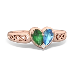 Emerald Filligree 'One Heart' 14K Rose Gold ring R5070